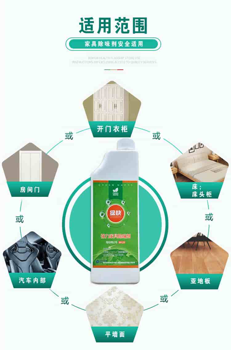 適用范圍，家具除味劑安全適用，開門衣柜，床，床頭柜，亞地板，平面墻，汽車內(nèi)部，房間門